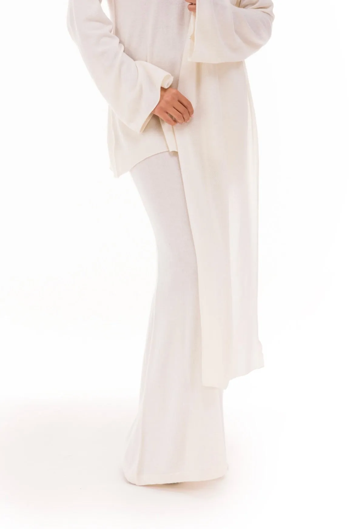 100% CASHMERE KNITTED SCARF WINTER WHITE