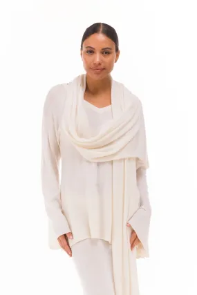 100% CASHMERE KNITTED SCARF WINTER WHITE