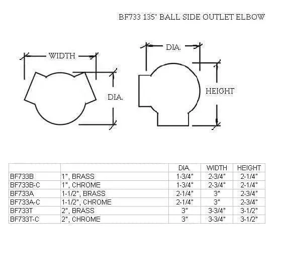 135° Ball Side Outlet Elbow for 2" Tubing