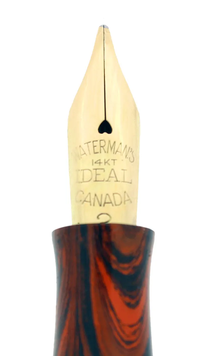 1920S WATERMAN RED RIPPLE 52 FOUNTAIN PEN AND PENCIL SET 9CT GOLD BANDS RESTORED