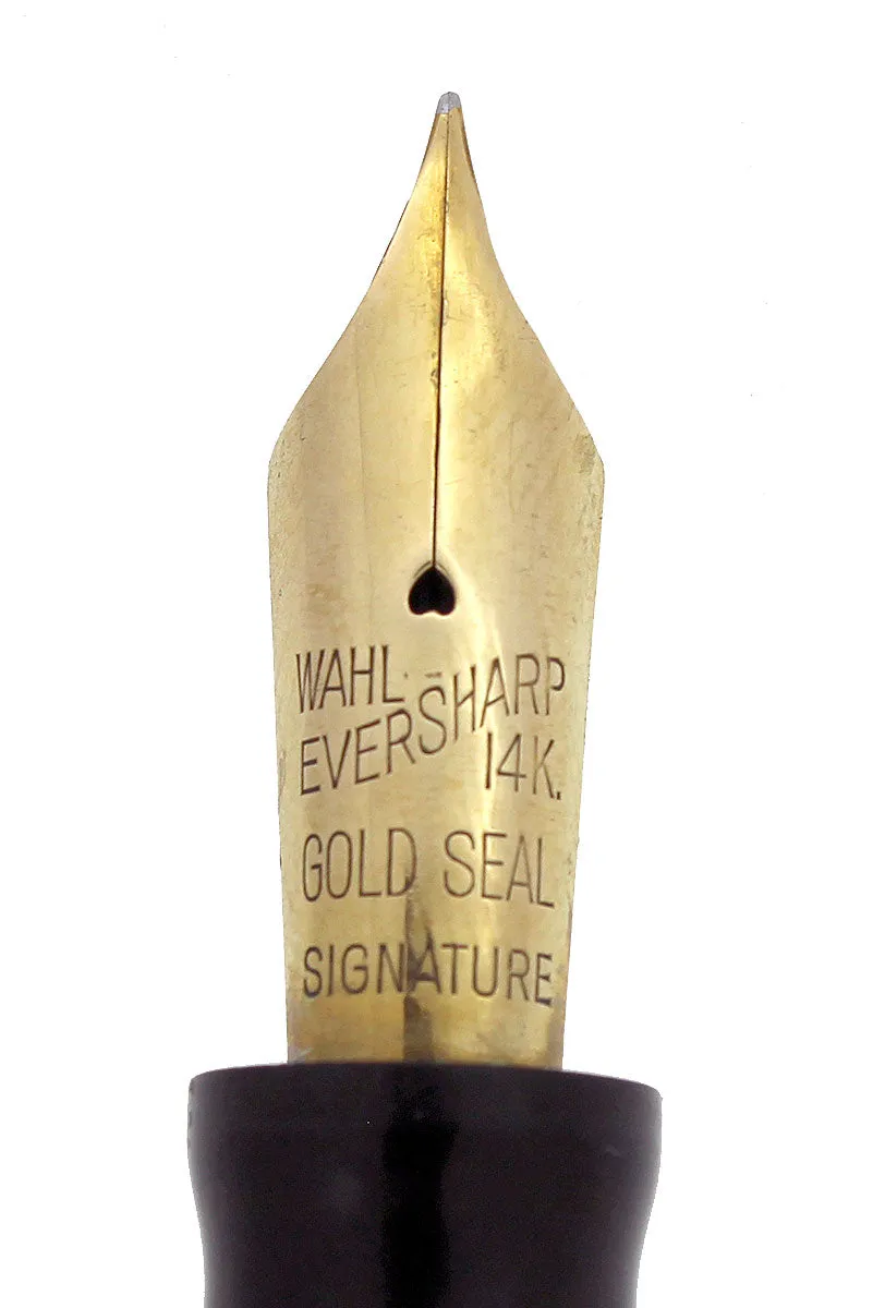 1930s WAHL EVERSHARP GOLD SEAL OVERSIZE DECO BAND FOUNTAIN PEN & PENCIL SET RESTORED