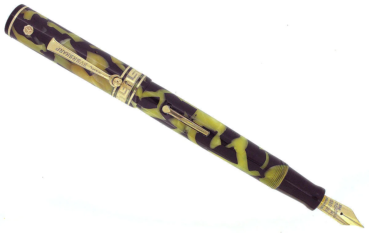 1930s WAHL EVERSHARP GOLD SEAL OVERSIZE DECO BAND FOUNTAIN PEN & PENCIL SET RESTORED