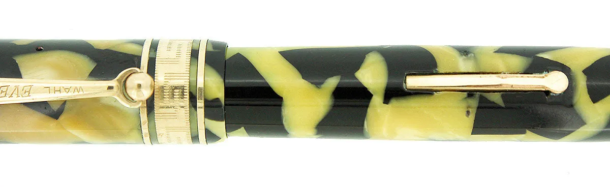 1930s WAHL EVERSHARP GOLD SEAL OVERSIZE DECO BAND FOUNTAIN PEN & PENCIL SET RESTORED