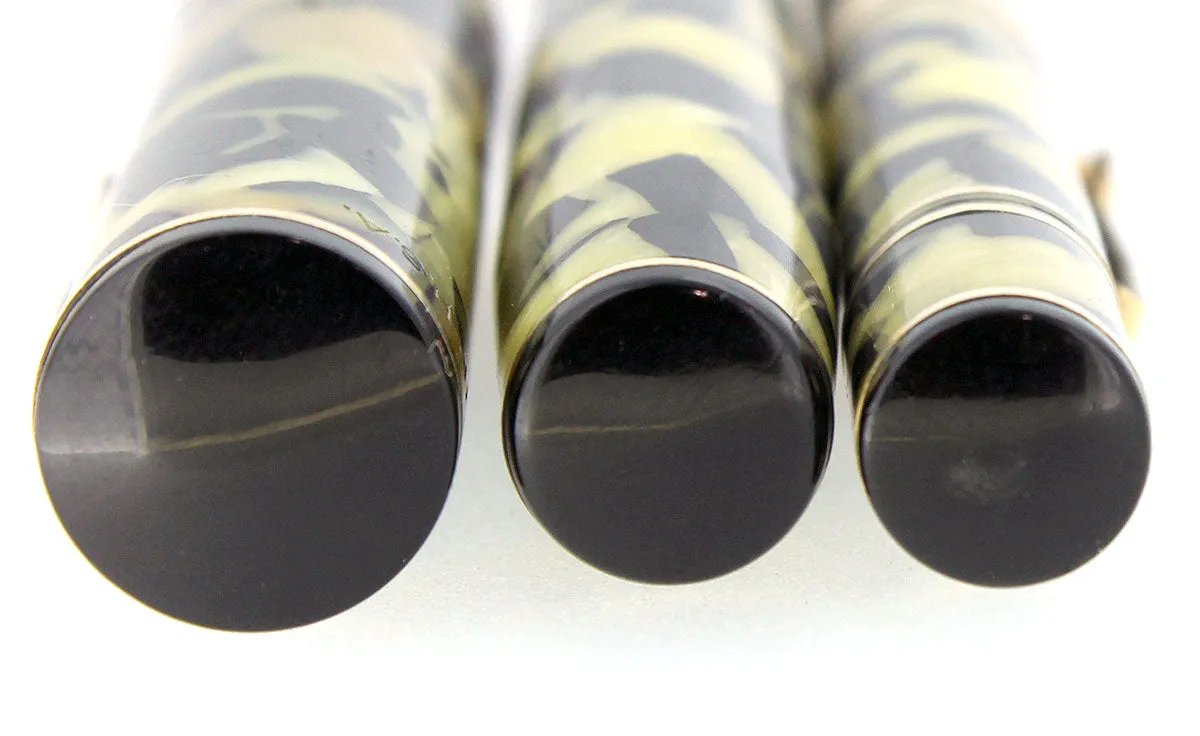1930s WAHL EVERSHARP GOLD SEAL OVERSIZE DECO BAND FOUNTAIN PEN & PENCIL SET RESTORED