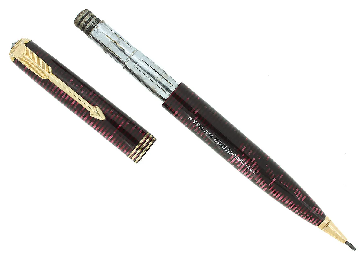 1936 PARKER VACUMATIC BURGUNDY PEARL STANDARD MECHANICAL PENCIL RESTORED