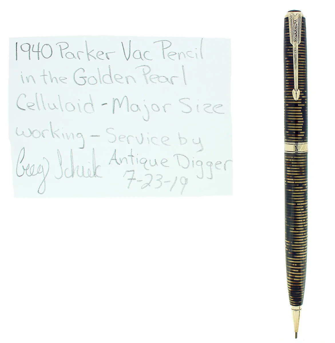 1940 PARKER VACUMATIC GOLDEN PEARL MAJOR SIZE MECHANICAL PENCIL RESTORED