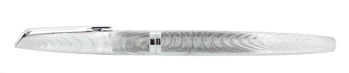 1950S-1960s WATERMAN C/F SILVER MOIRE FOUNTAIN PEN 18K NIB & PENCIL SET NR MINT