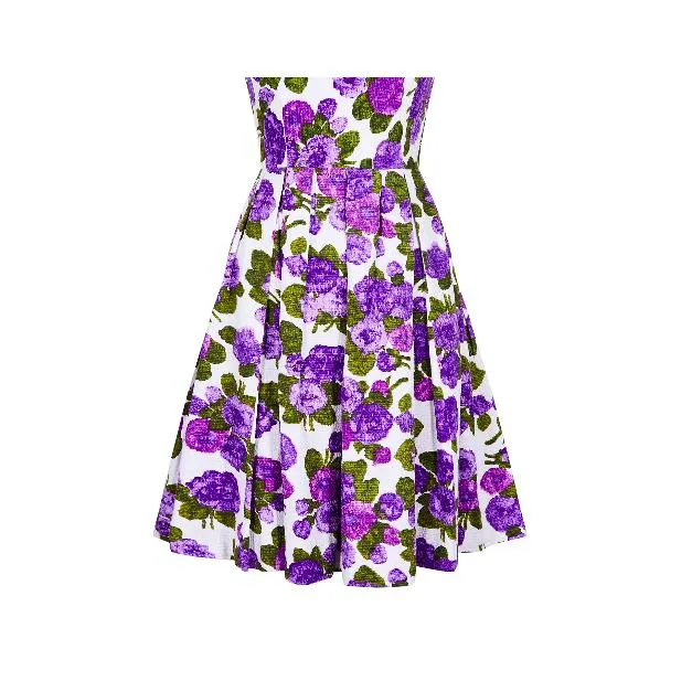 1960s Waffle Cotton Purple Floral Print Dress