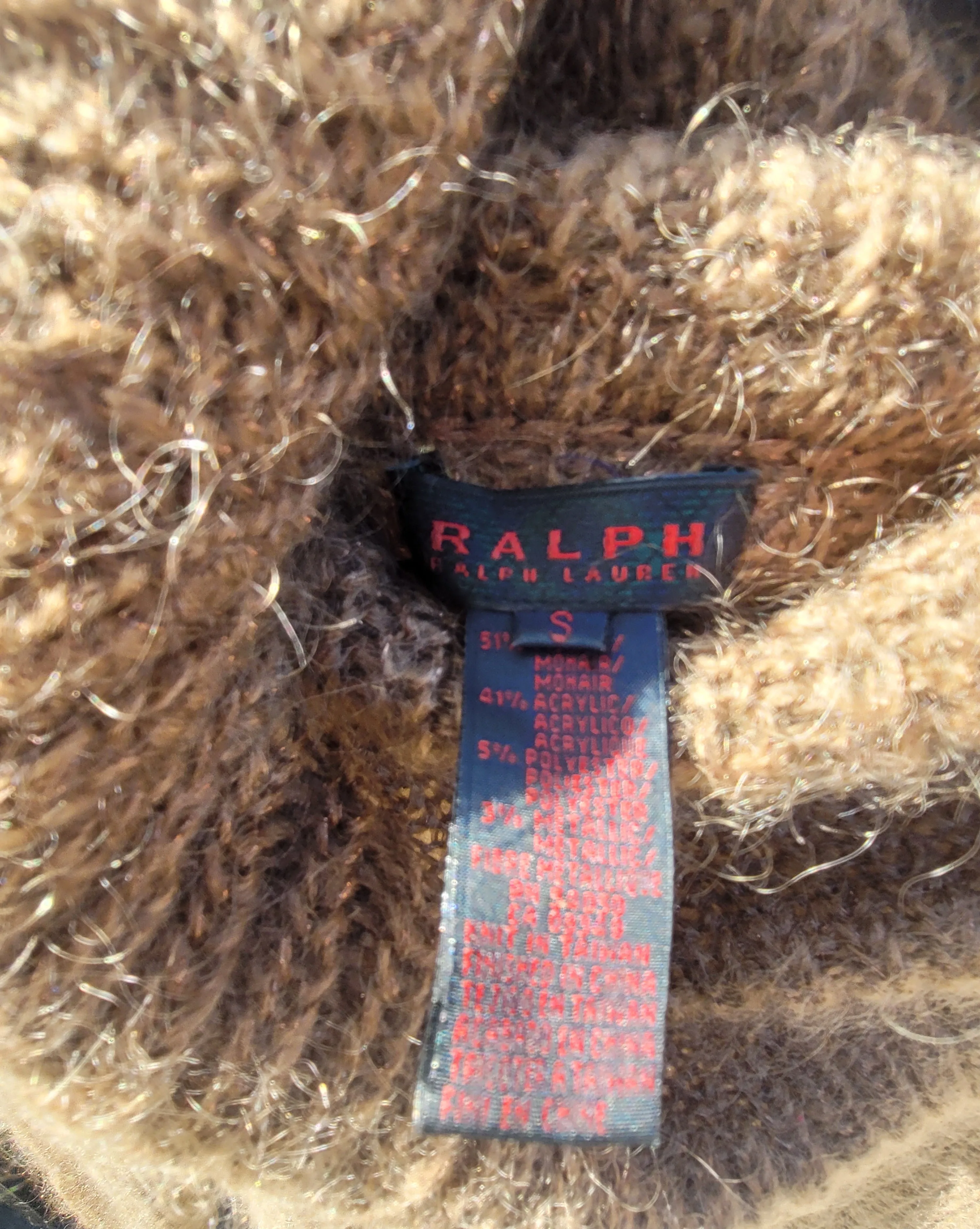 1990s Vintage Ralph Lauren Brown Mohair Sweater Size S