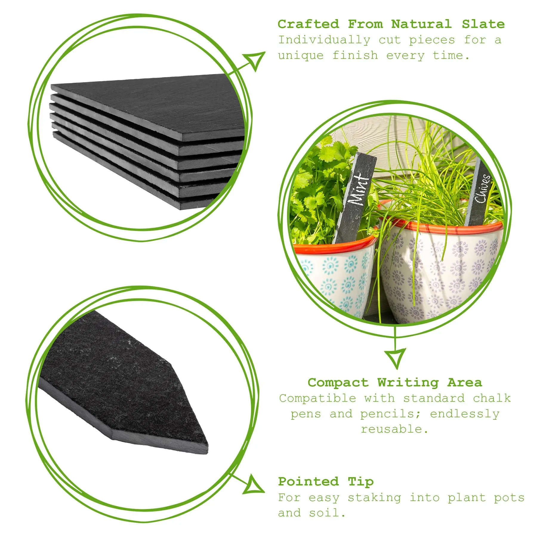 2cm x 15.5cm Slate Plant Markers - Pack of Six - By Nicola Spring