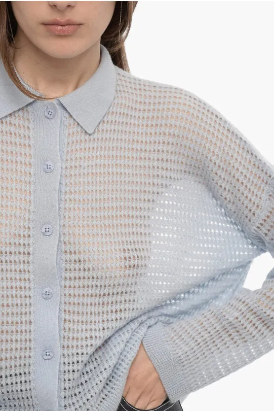 360Sweater Openwork Cashmere VIVIANA Sweater with Polo Neck
