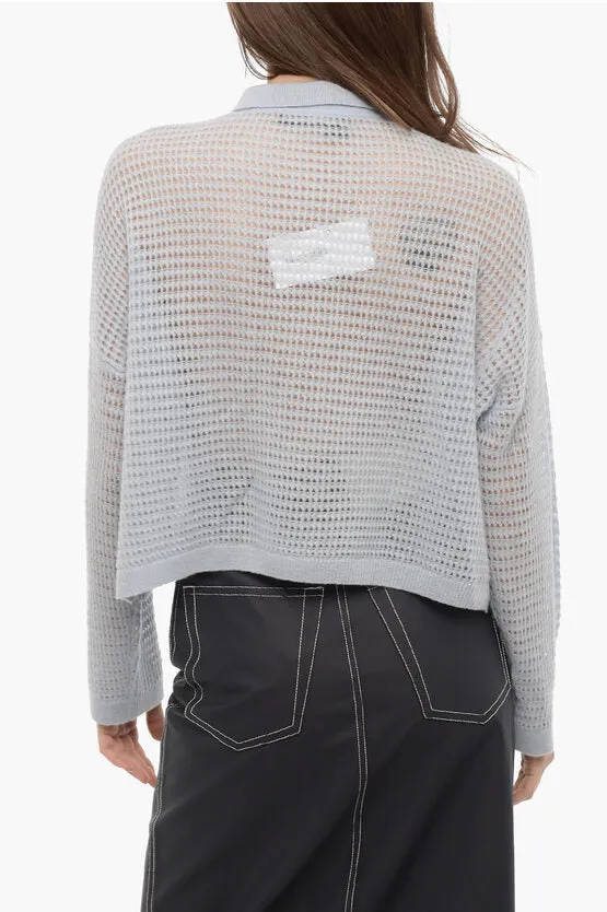 360Sweater Openwork Cashmere VIVIANA Sweater with Polo Neck