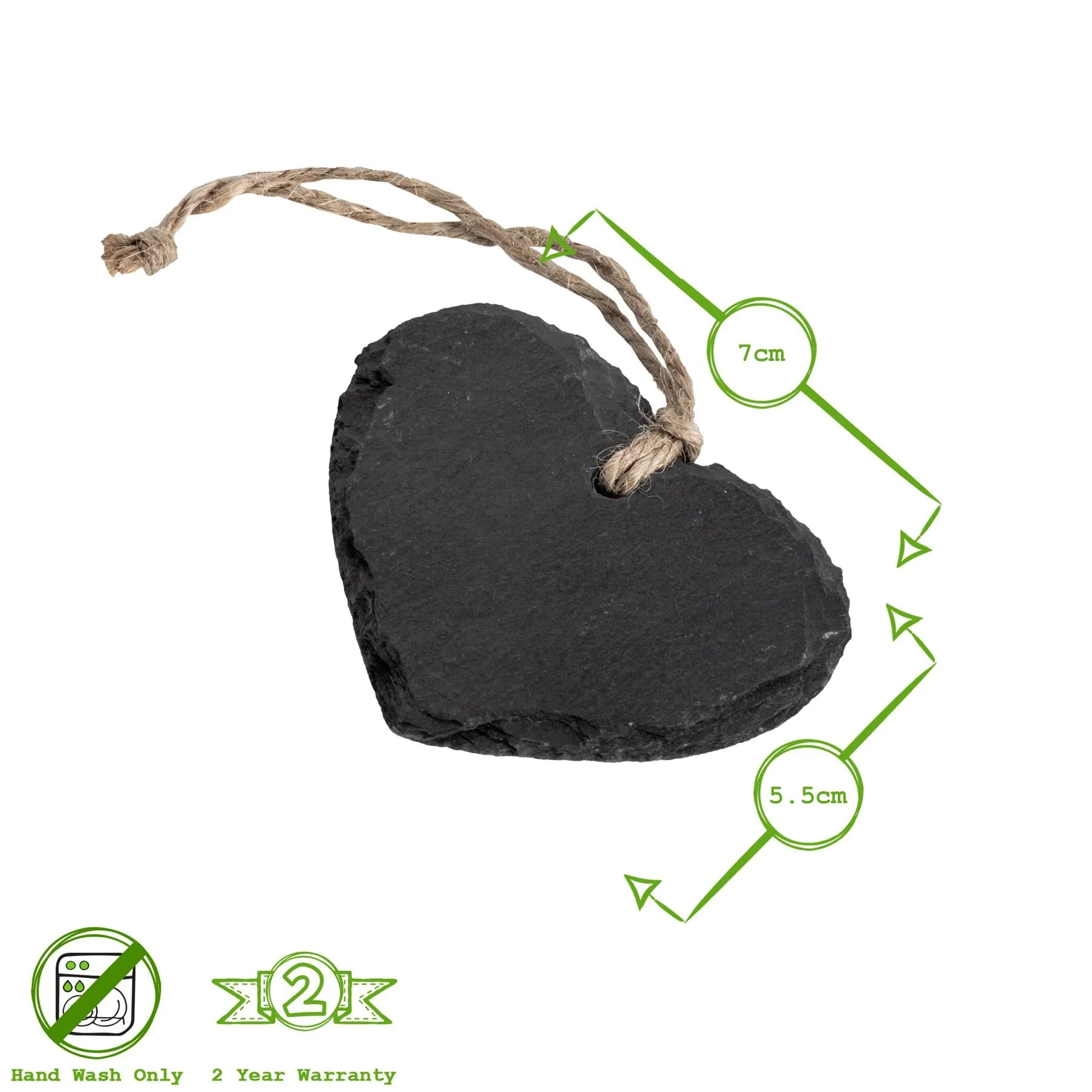 7cm x 5.5cm Slate Heart Hanging Tags - Pack of Six - By Nicola Spring