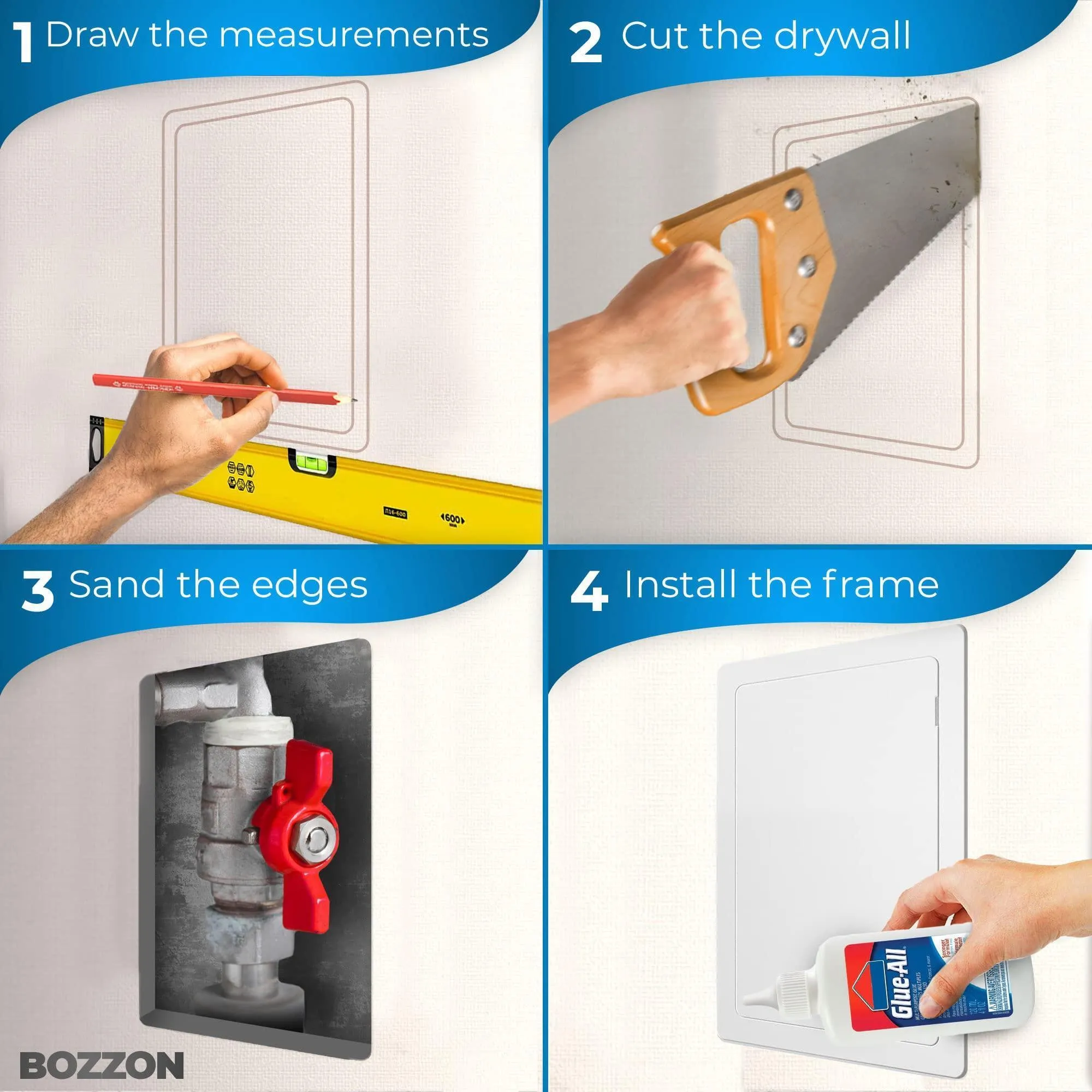 Access Panel for Drywall 12x16 inch Wall Hole Cover Access Door Plastic White