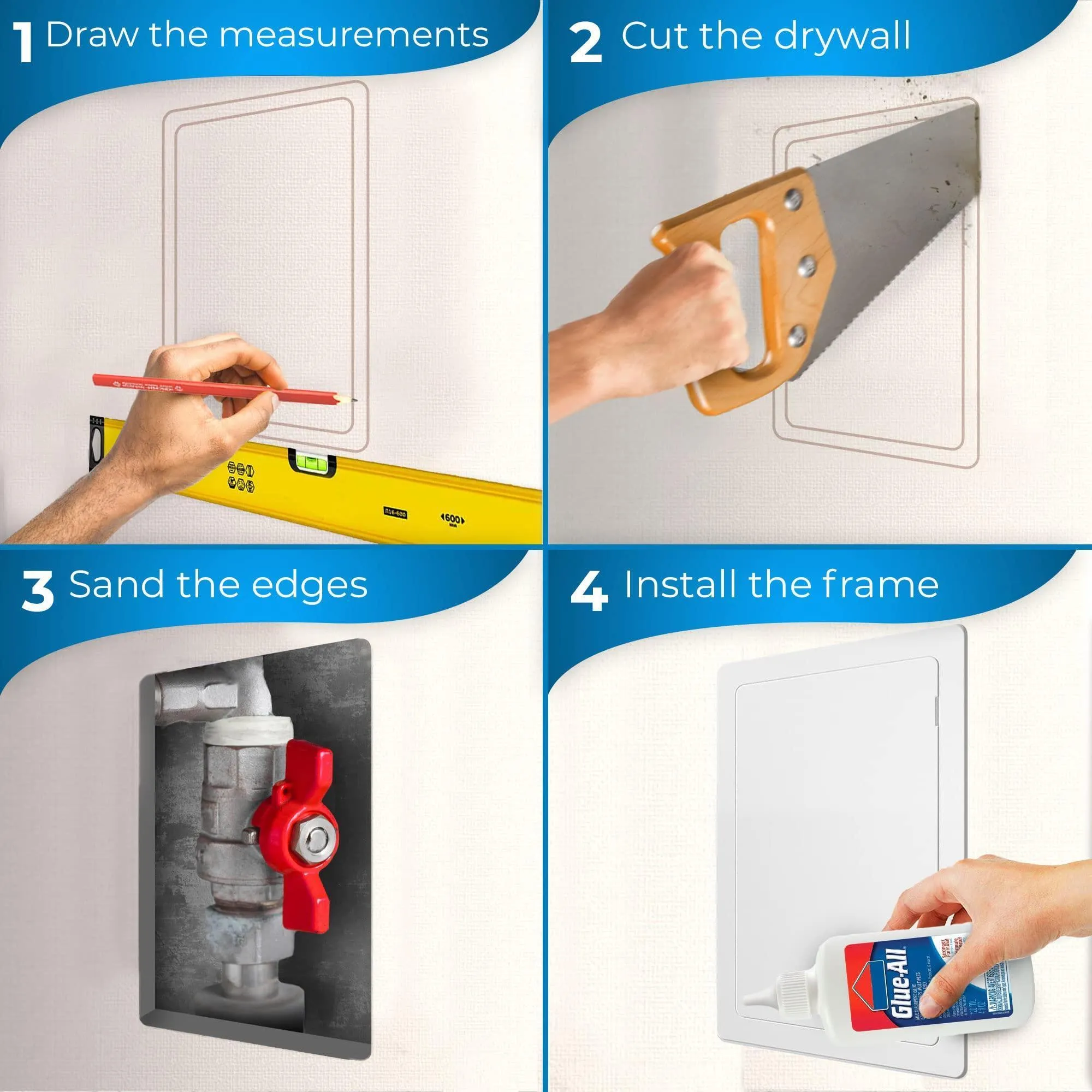 Access Panel for Drywall 6x9 inch Wall Hole Cover Access Door Plastic White