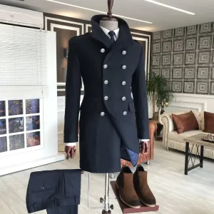 Alaska Dark Blue Double Breasted Coat by Italian Vega®