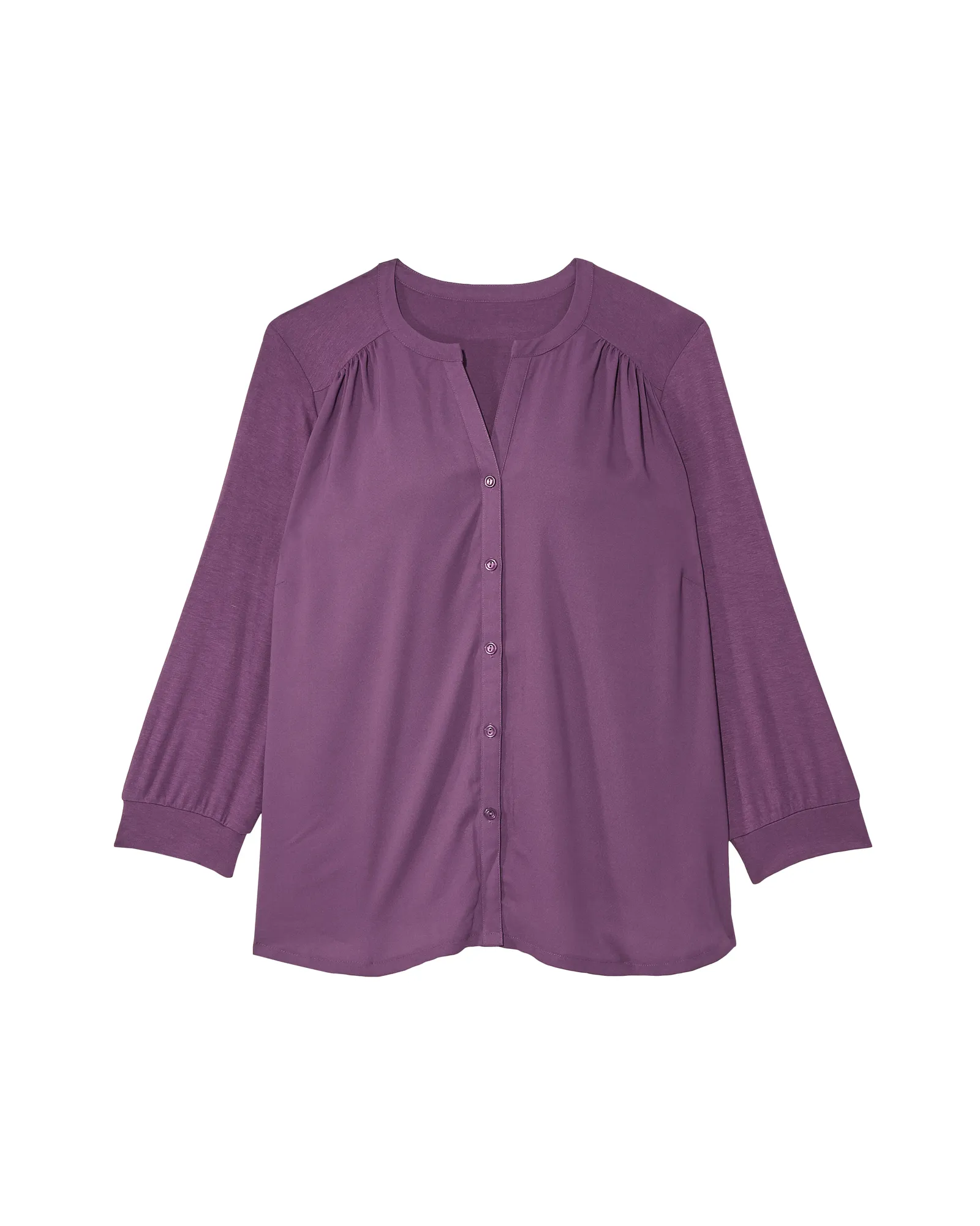 Alisa 3/4 Sleeve Knit Back Blouse | Purple