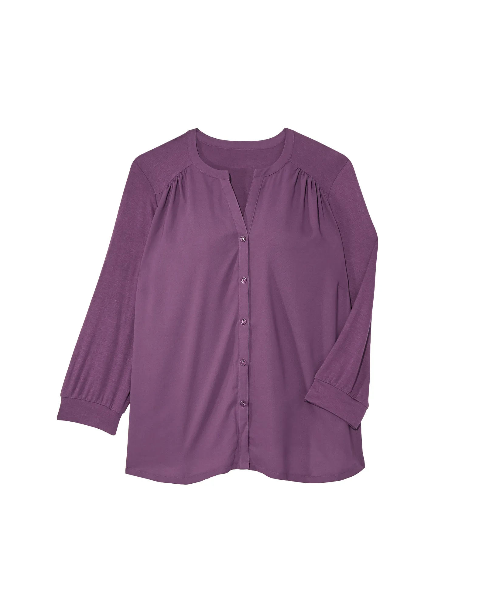 Alisa 3/4 Sleeve Knit Back Blouse | Purple