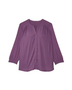 Alisa 3/4 Sleeve Knit Back Blouse | Purple