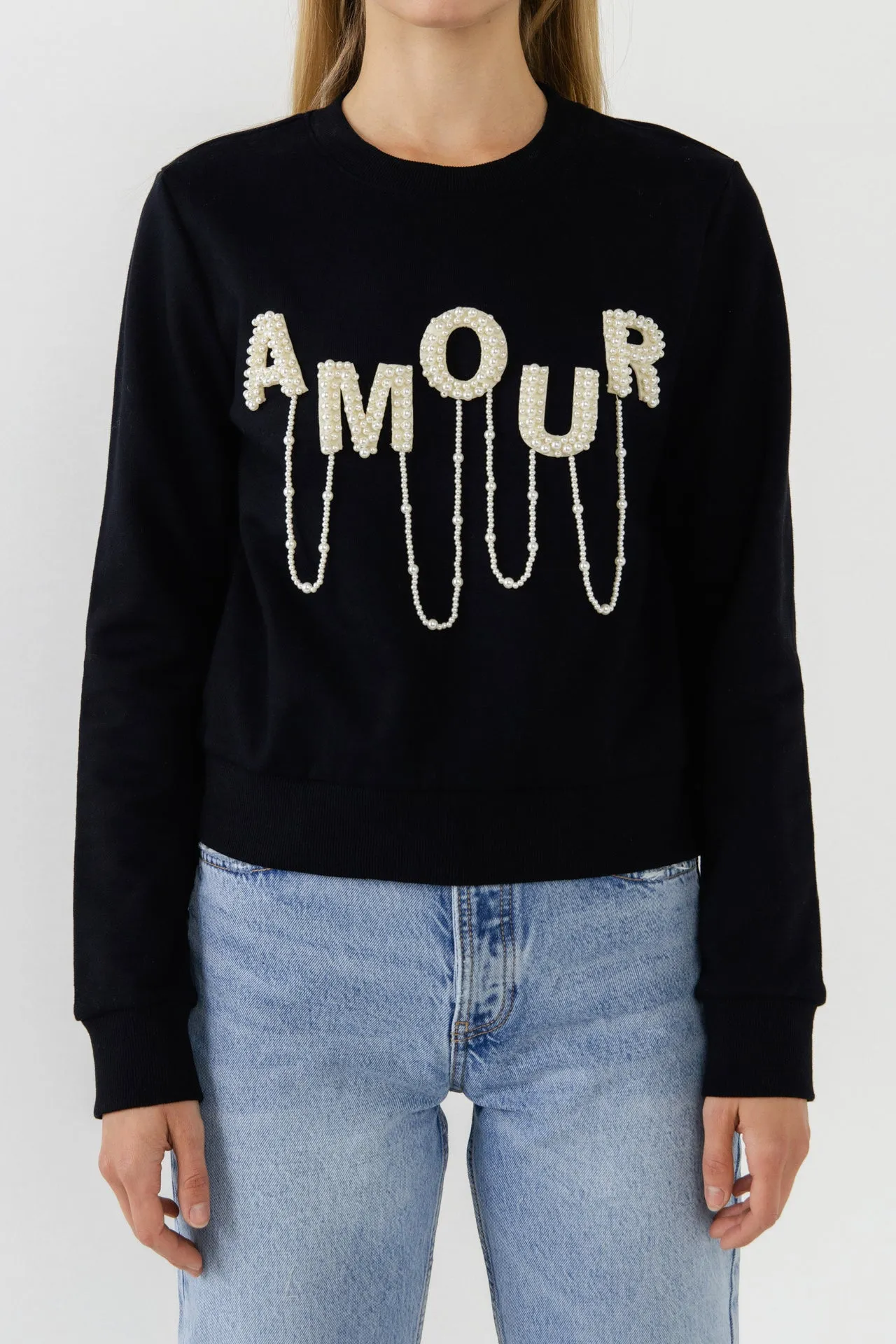 Amour Pearl Embellished Sweatshirts