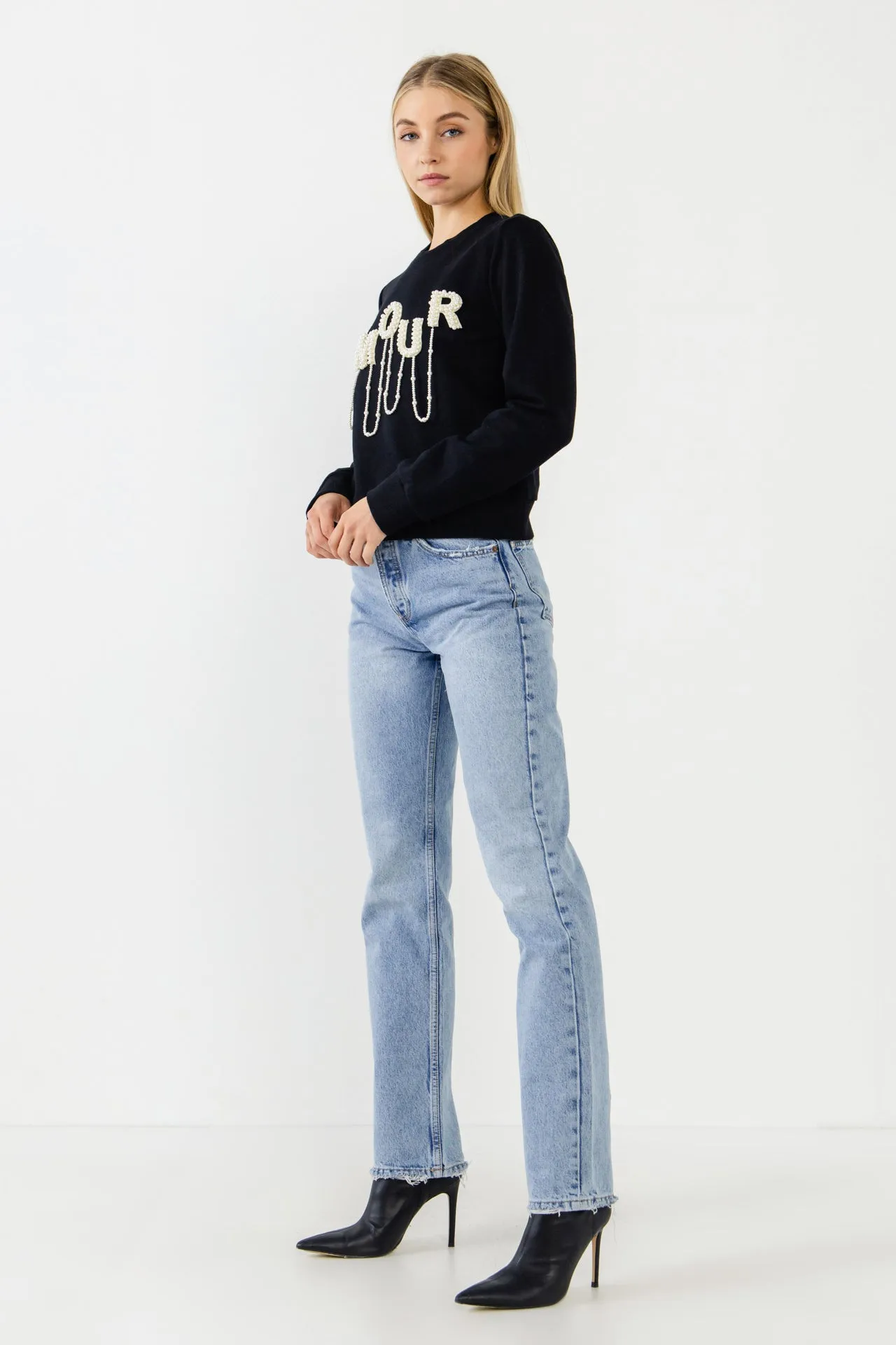 Amour Pearl Embellished Sweatshirts