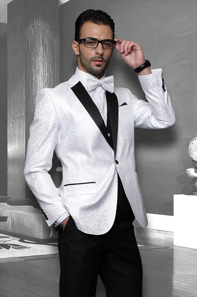 Bellagio Florals  3pc Italian Suit Set - White