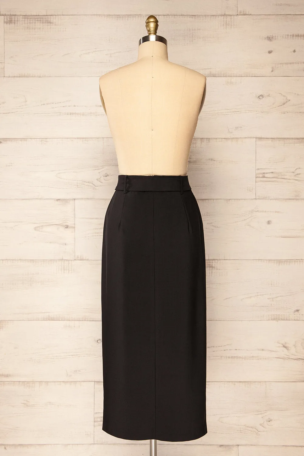 Berkane | Black Pencil Skirt w/ Belt