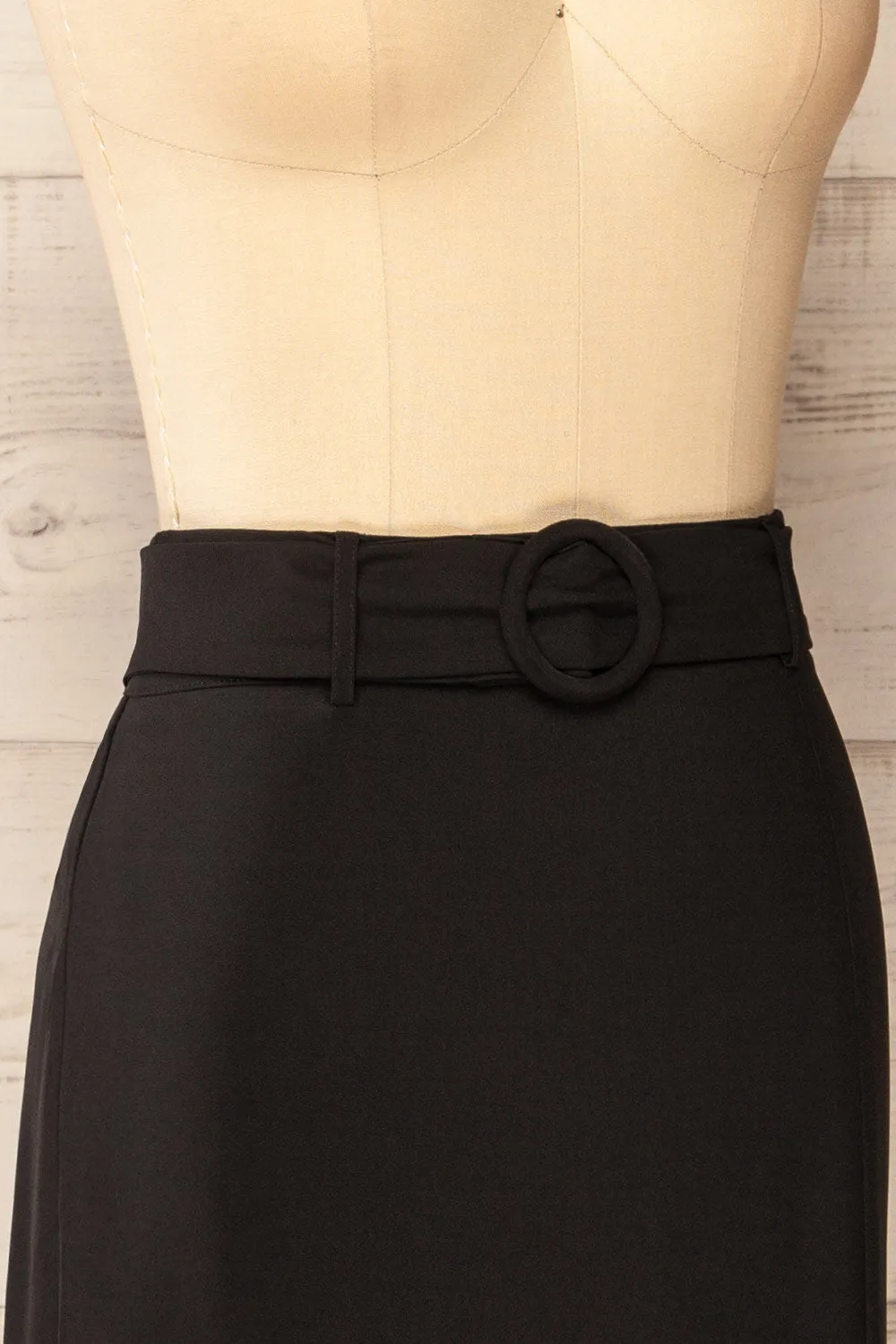 Berkane | Black Pencil Skirt w/ Belt