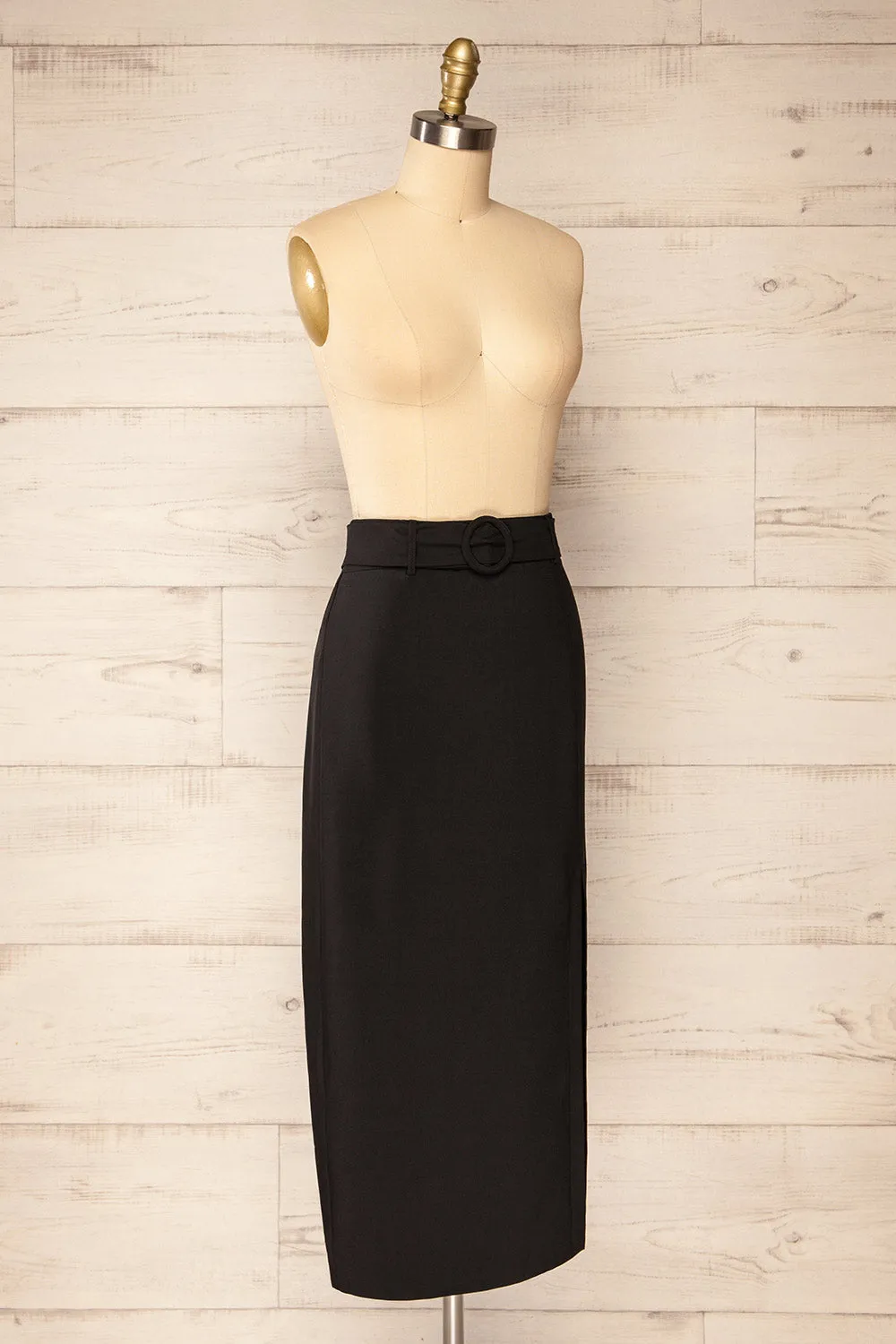 Berkane | Black Pencil Skirt w/ Belt