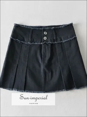 Black Low Rise Cargo Short Mini Skirt with Raw Seam detail