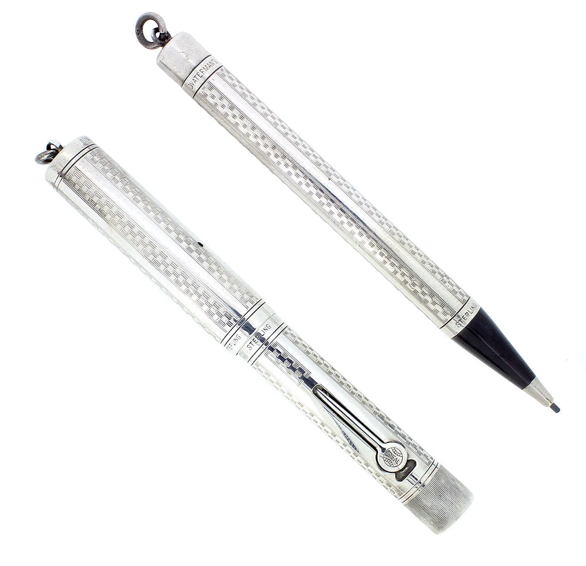 C1917 WATERMAN STERLING GOTHIC 452 1/2V XF-BBB NIB FOUNTAIN PEN & PENCIL SET