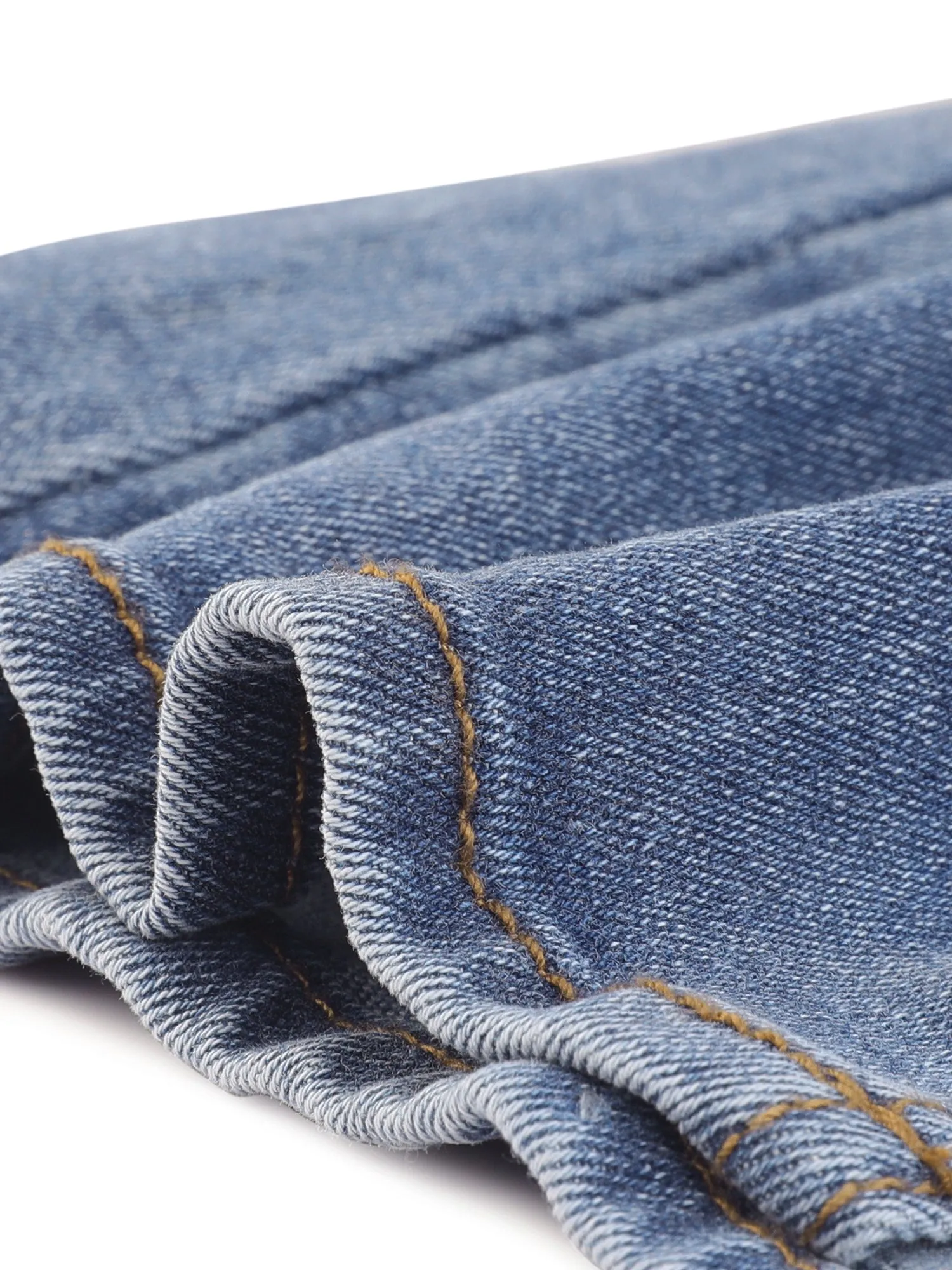 Casual Denim High Waist Split Hem Pencil Jean Midi Skirt