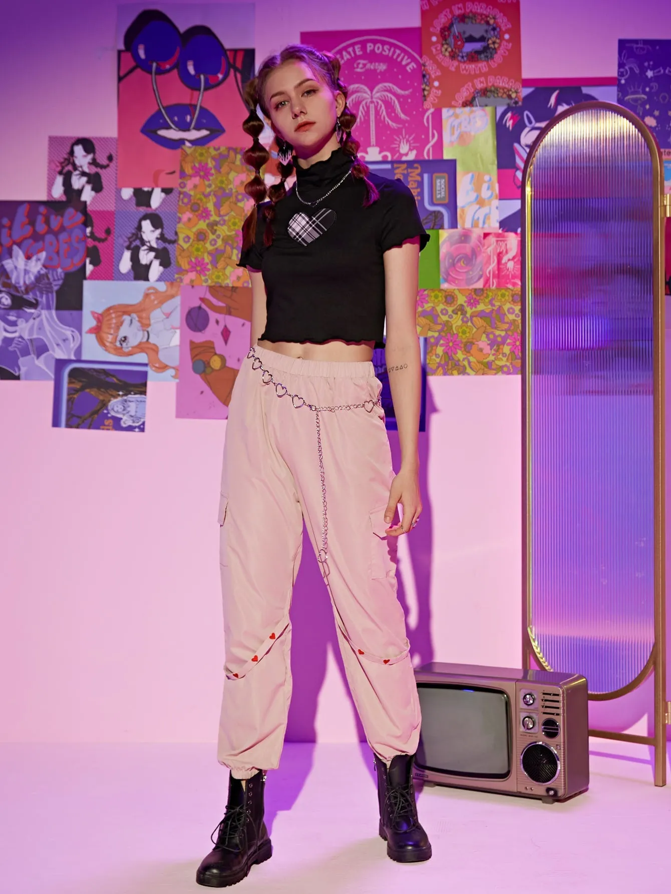 Casual Heart Pocket High Waist Long Women Pants