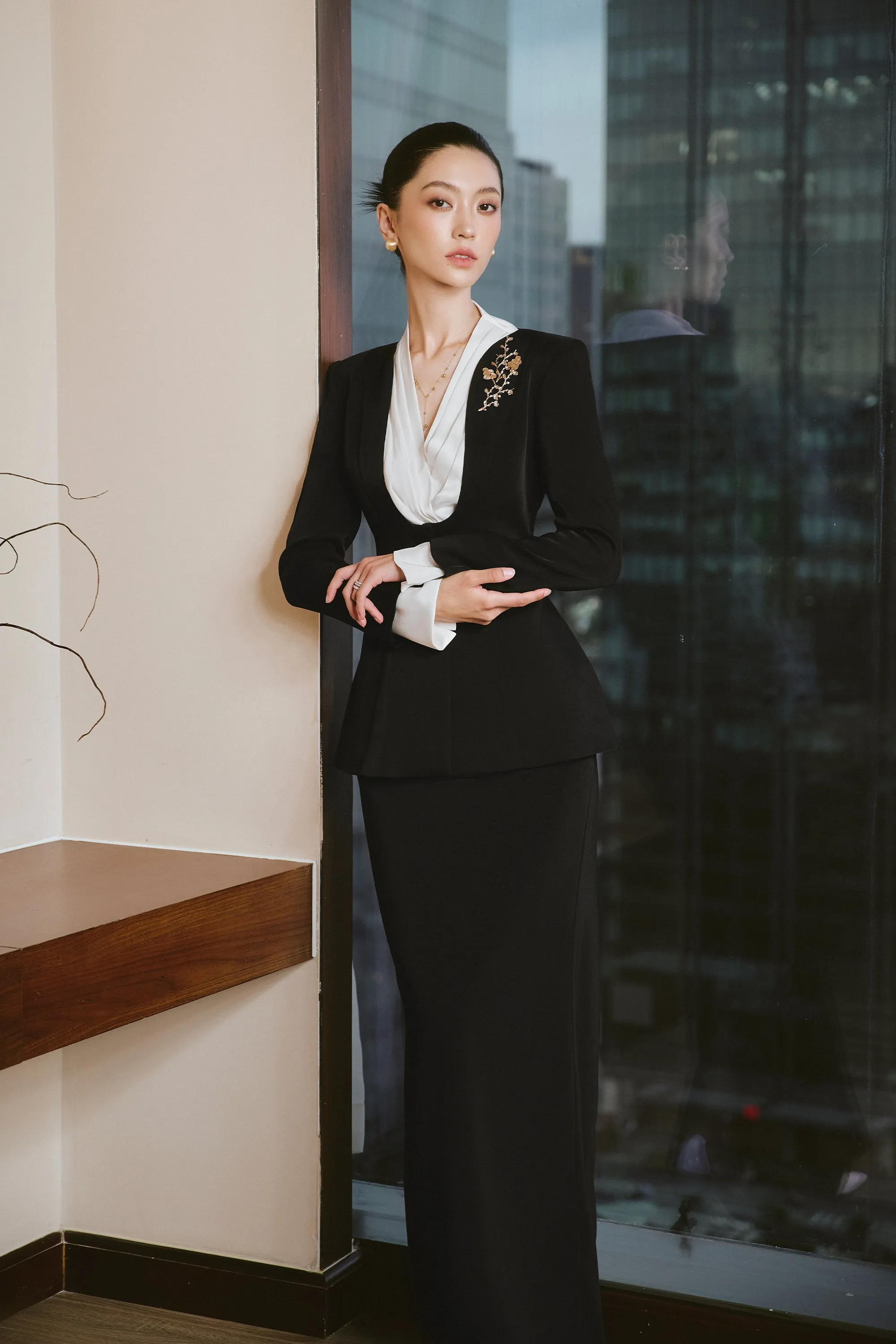 Catherine Fit and Flare Long Sleeved Cotton Spandex Suit