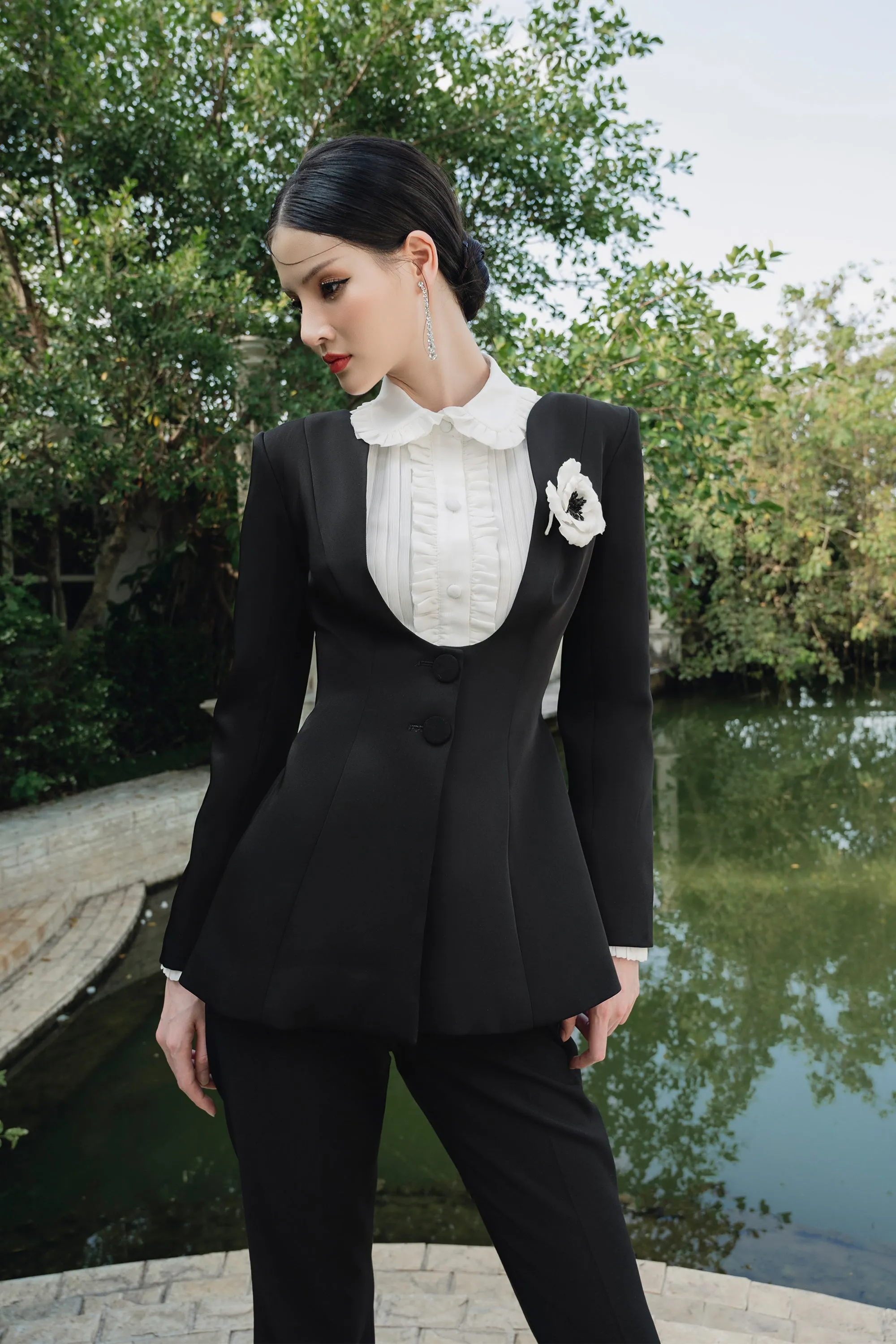 Catherine Fit and Flare Long Sleeved Cotton Spandex Suit