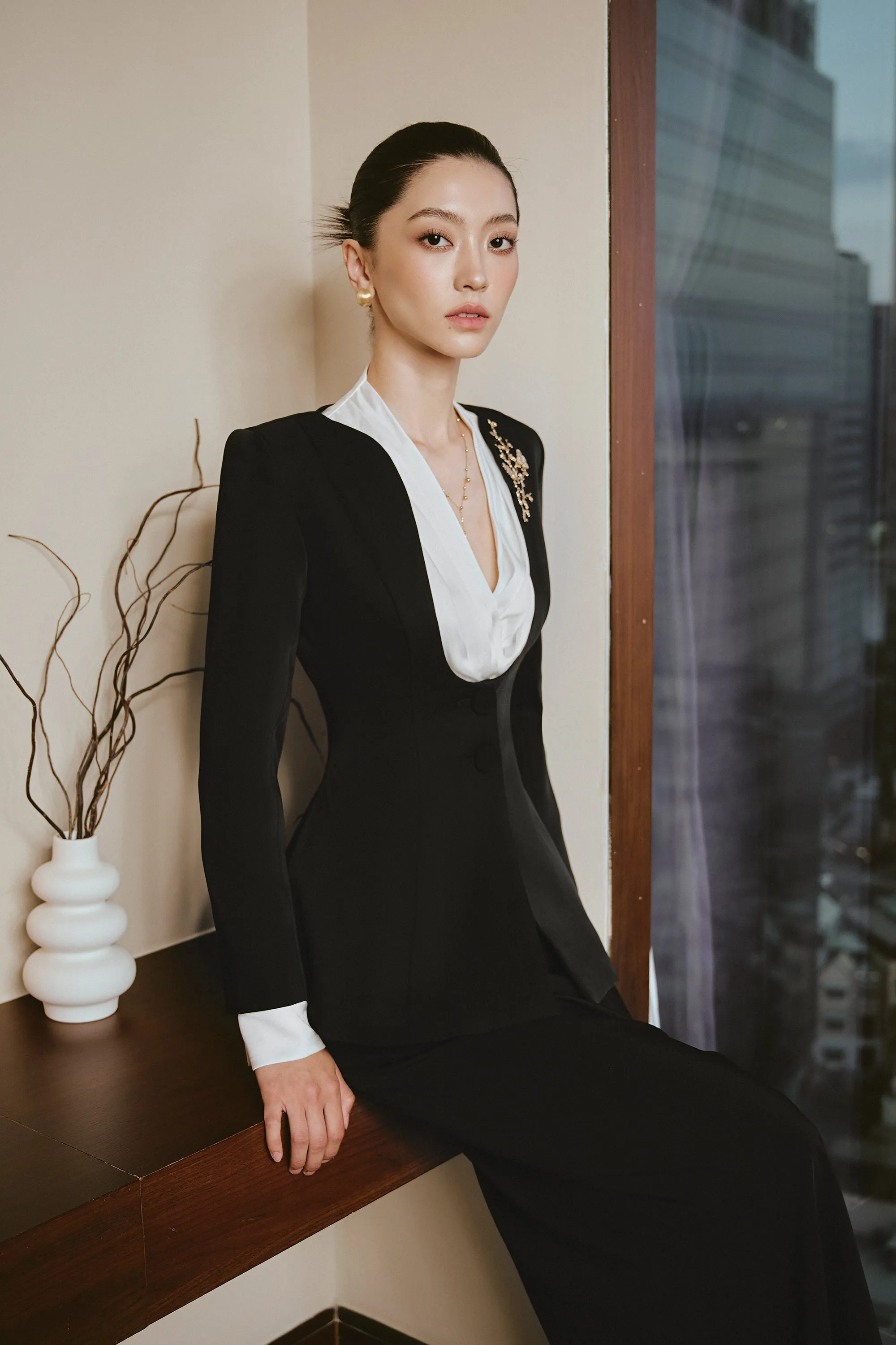 Catherine Fit and Flare Long Sleeved Cotton Spandex Suit