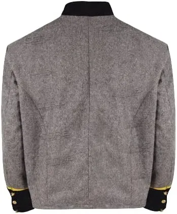 Civil War CS Officer's Grey with Black 3 Braid Double Breast Shell Jacket