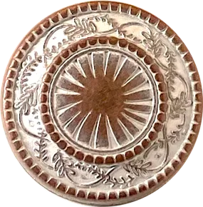 Copper / White Sun Wheel Vines 13/16"  Shank Back Button 21mm,  #SWC-142