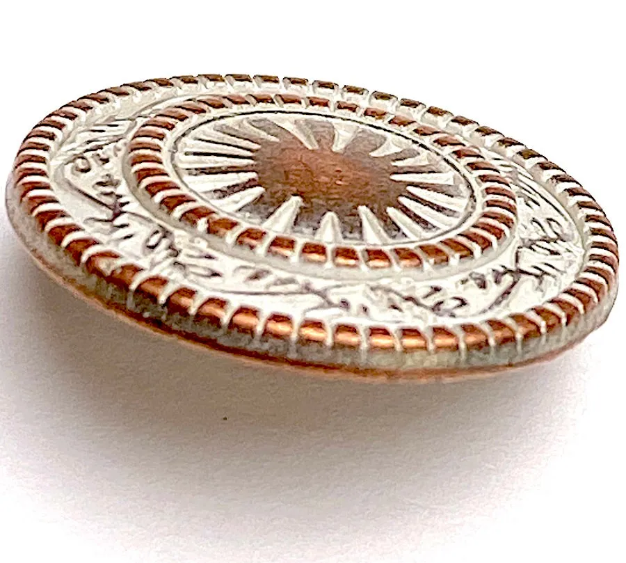 Copper / White Sun Wheel Vines 13/16"  Shank Back Button 21mm,  #SWC-142