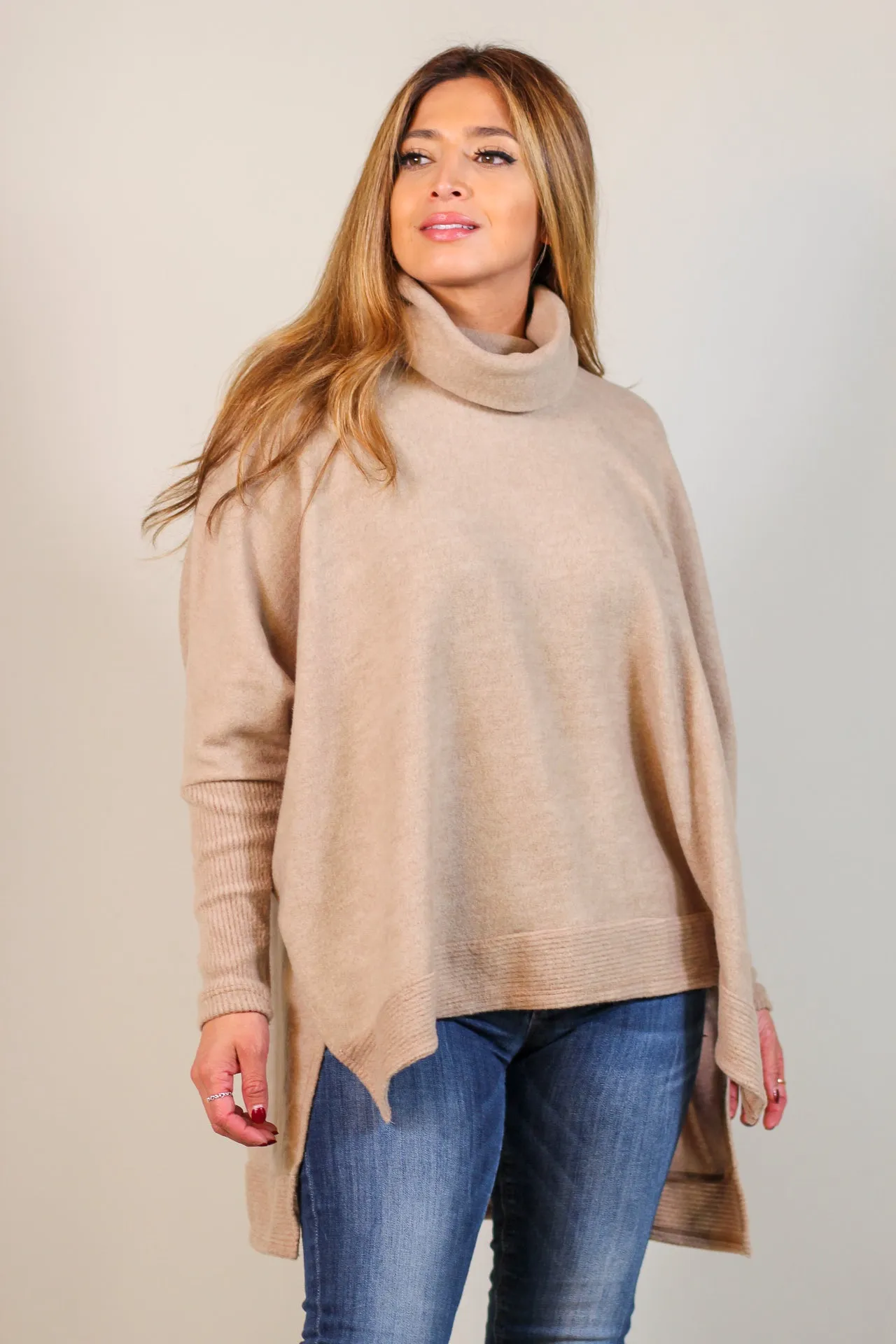 Cowl Turtleneck Sweater Top