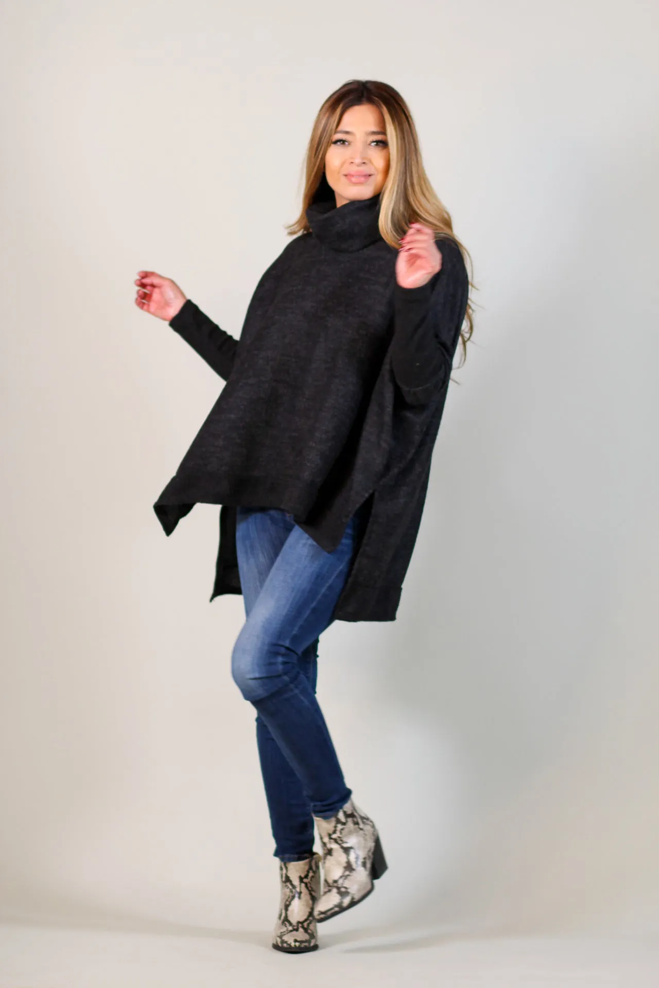 Cowl Turtleneck Sweater Top