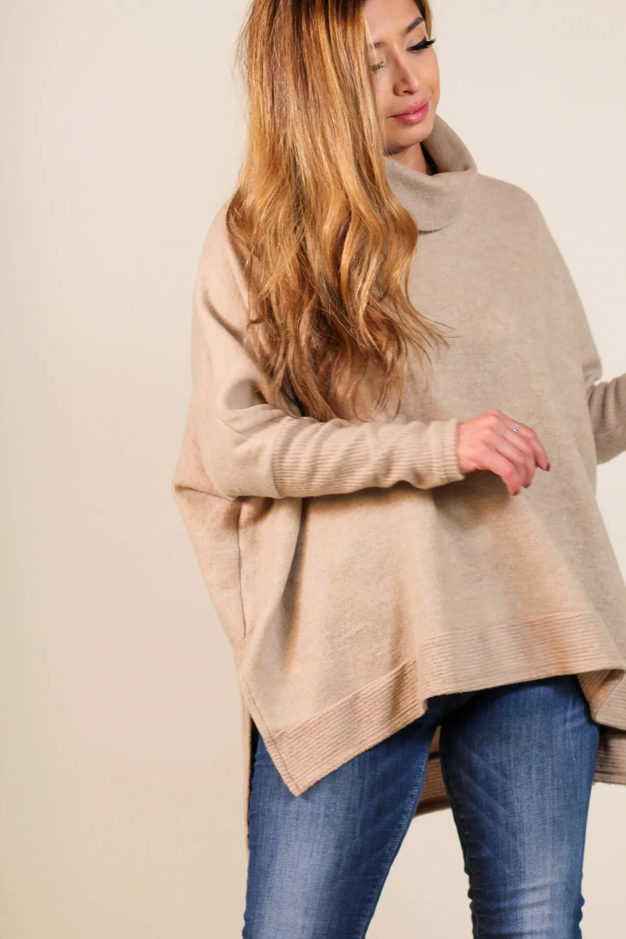Cowl Turtleneck Sweater Top