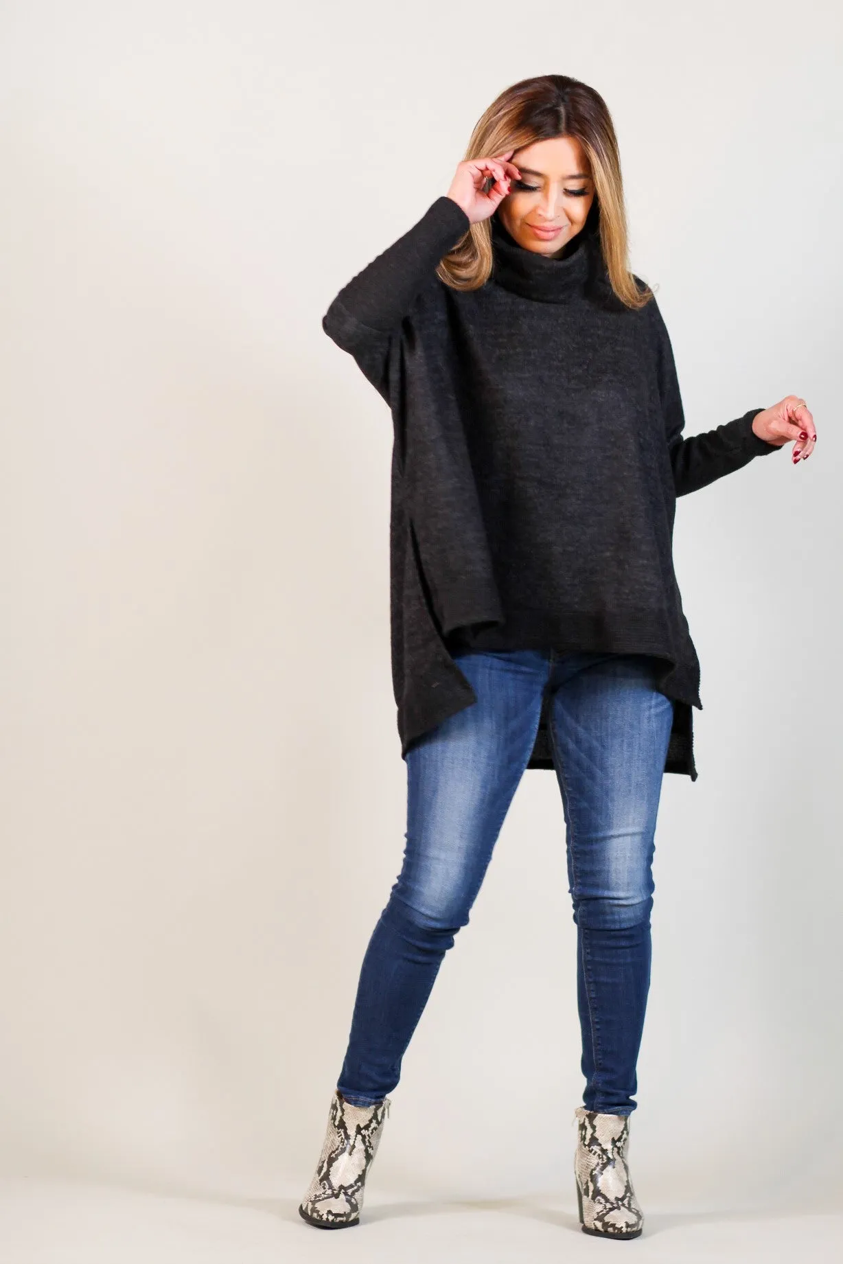Cowl Turtleneck Sweater Top