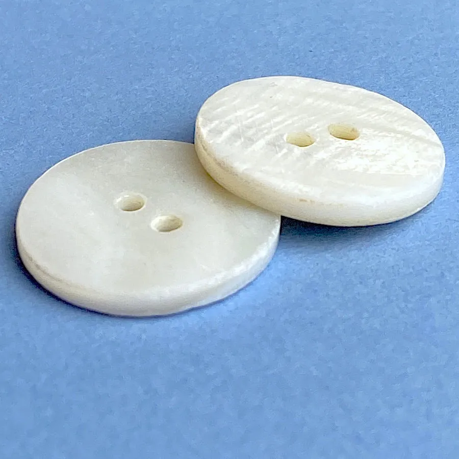 Crescent Moon Flower White Mother of Pearl/Reverse Plain White 2-Hole 20mm Button 3/4"  #SWC-127