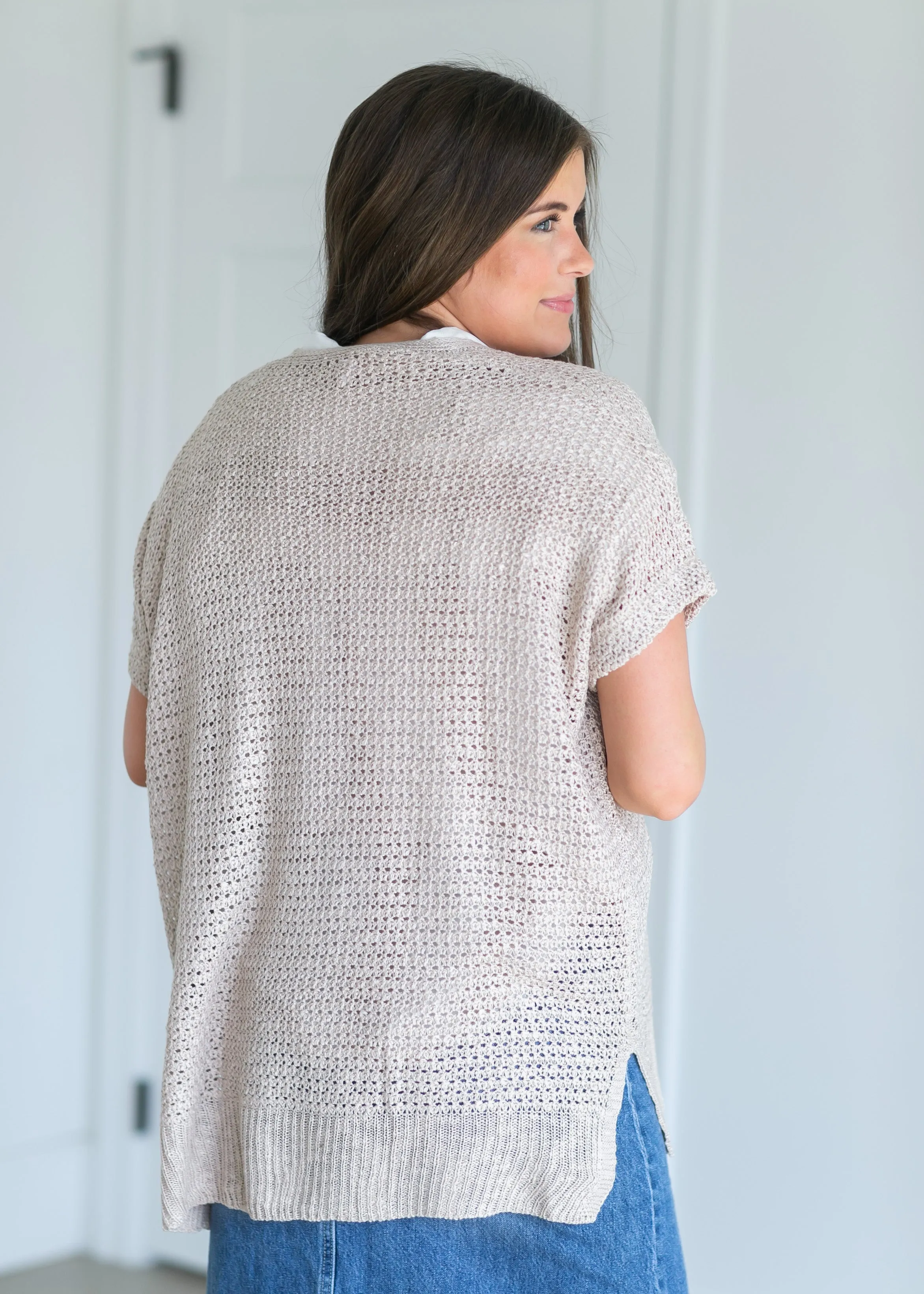 Crocheted Open Front Knit Cardigan - FINAL SALE