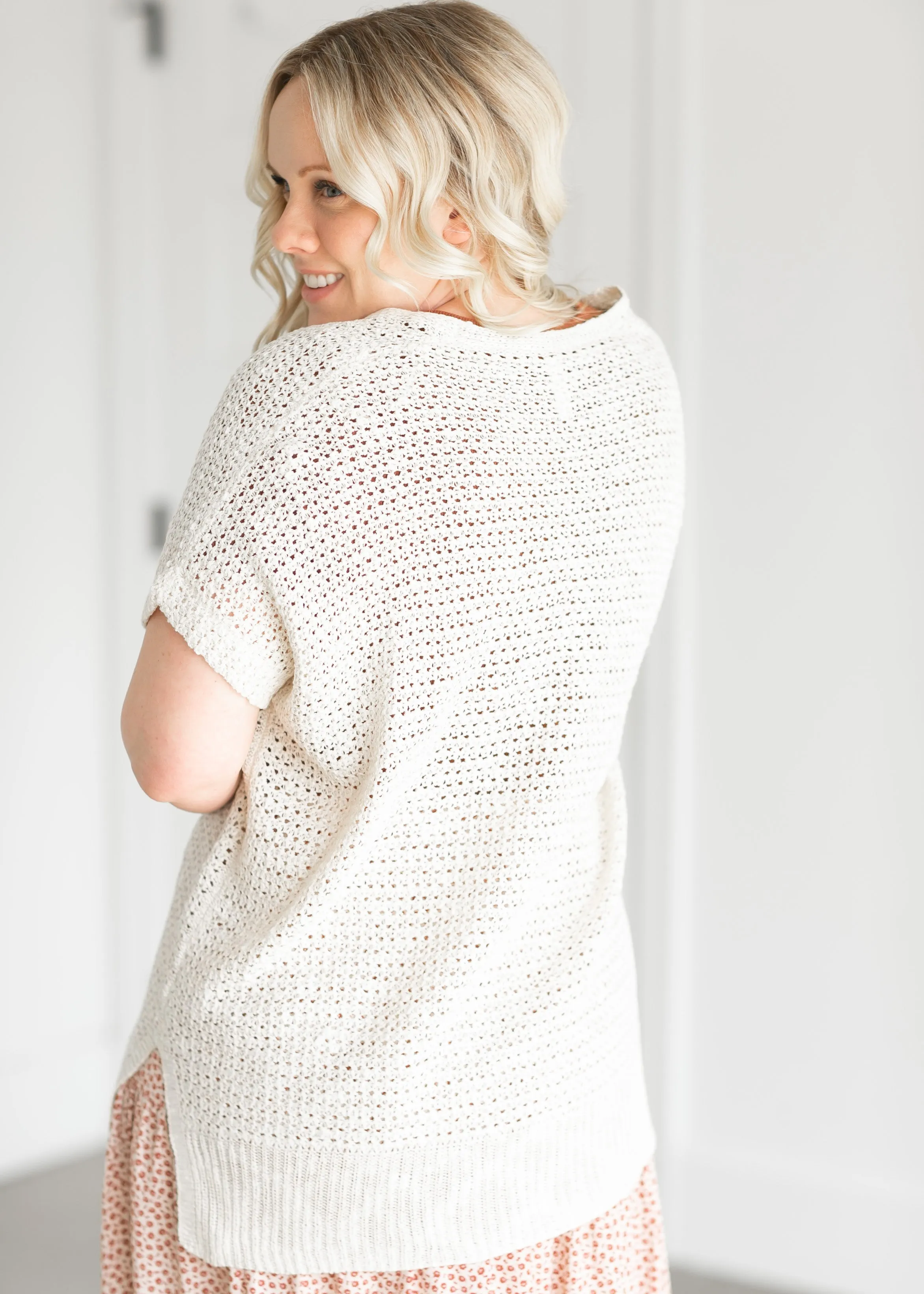 Crocheted Open Front Knit Cardigan - FINAL SALE