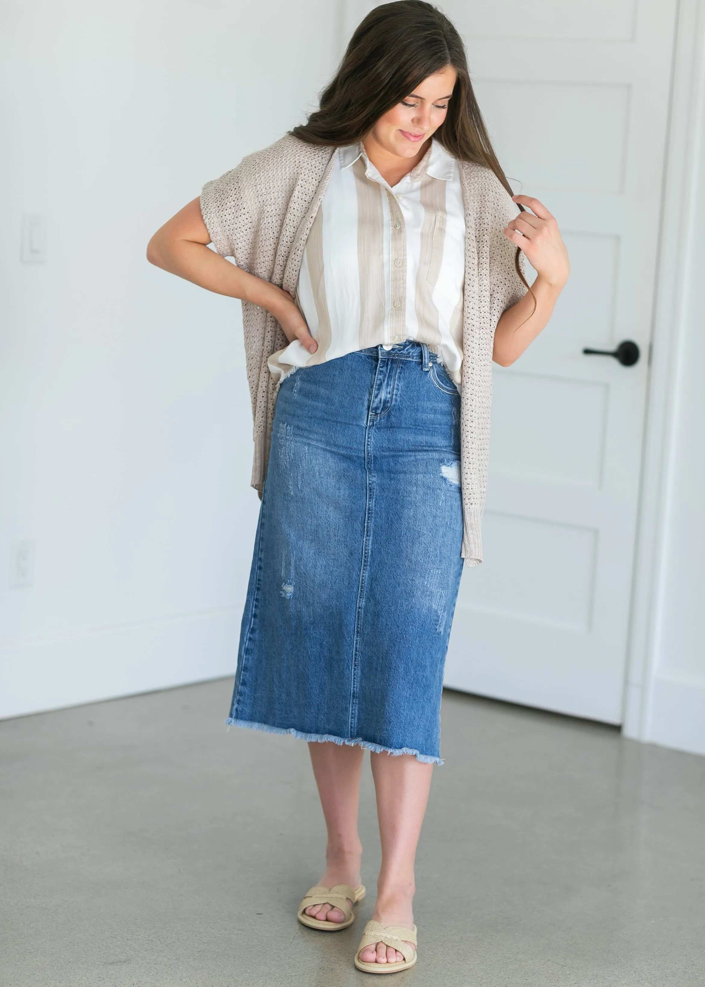 Crocheted Open Front Knit Cardigan - FINAL SALE