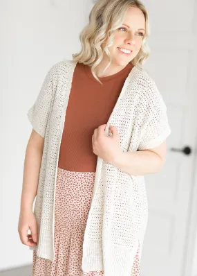 Crocheted Open Front Knit Cardigan - FINAL SALE