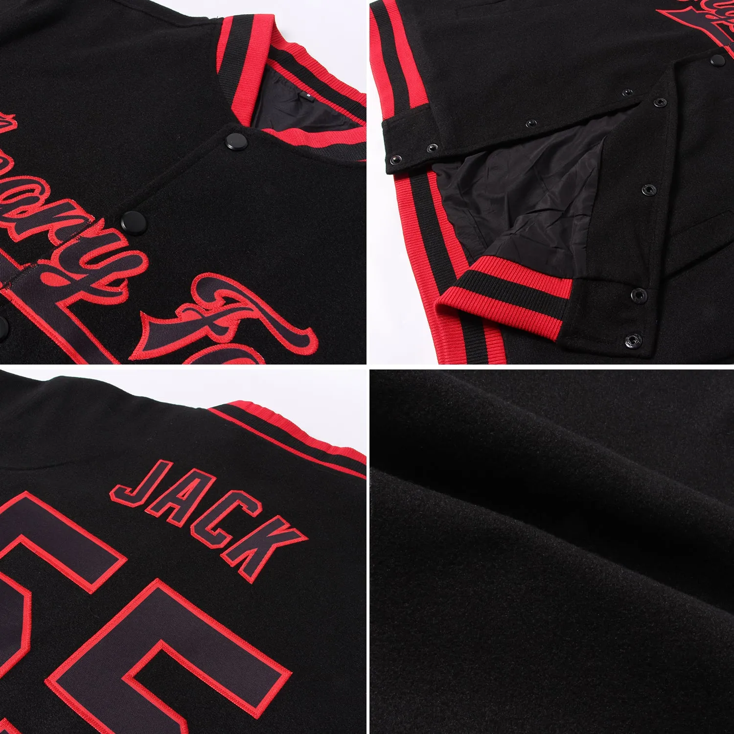 Custom Black Pink-Kelly Green Bomber Full-Snap Varsity Letterman Jacket