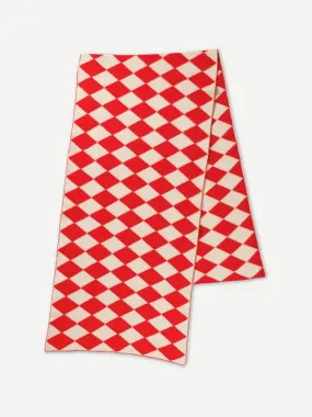 DIAMOND BRUSHED BLANKET SCARF POPPY & OATMEAL